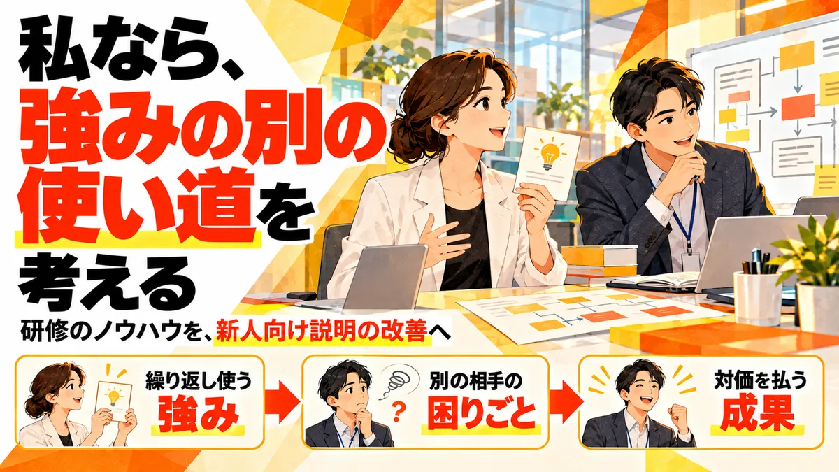 私なら研修のノウハウを新人向け説明の改善へ応用する