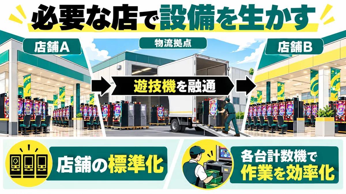 物流拠点を通じた遊技機の融通