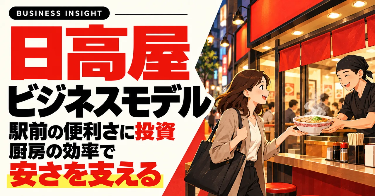 日高屋のビジネスモデル。駅前の便利さに投資し、厨房の効率で安さを支える