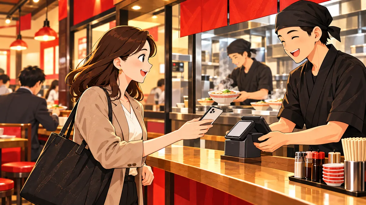 食堂の会計と料理の提供を行う店員と利用者