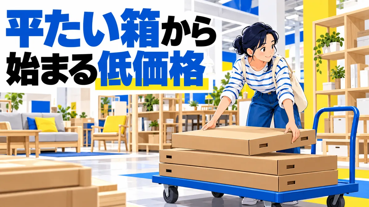 平たい箱を引き取る場面で導入の疑問を伝える