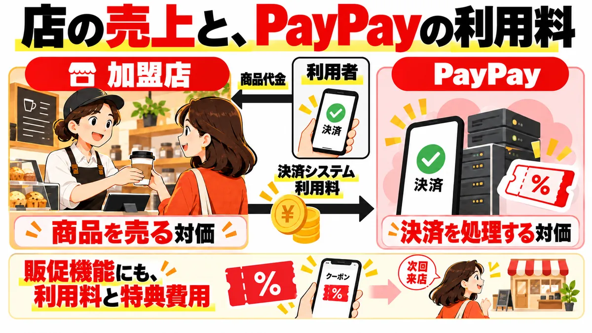 商品代金と決済利用料の支払者・受取者を分ける