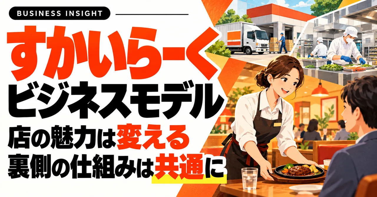 すかいらーくのビジネスモデル。店の魅力は変え、裏側の仕組みは共通にするという記事の表紙