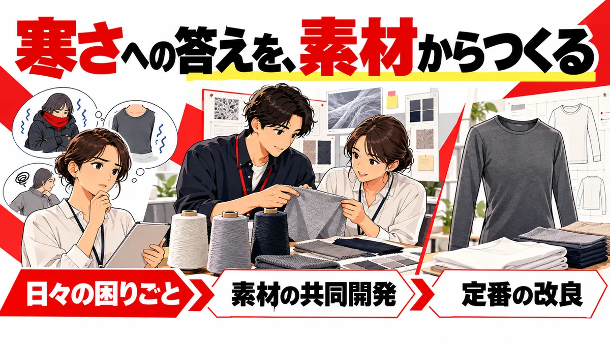 困りごとから素材開発と改良へ進む関係を伝える